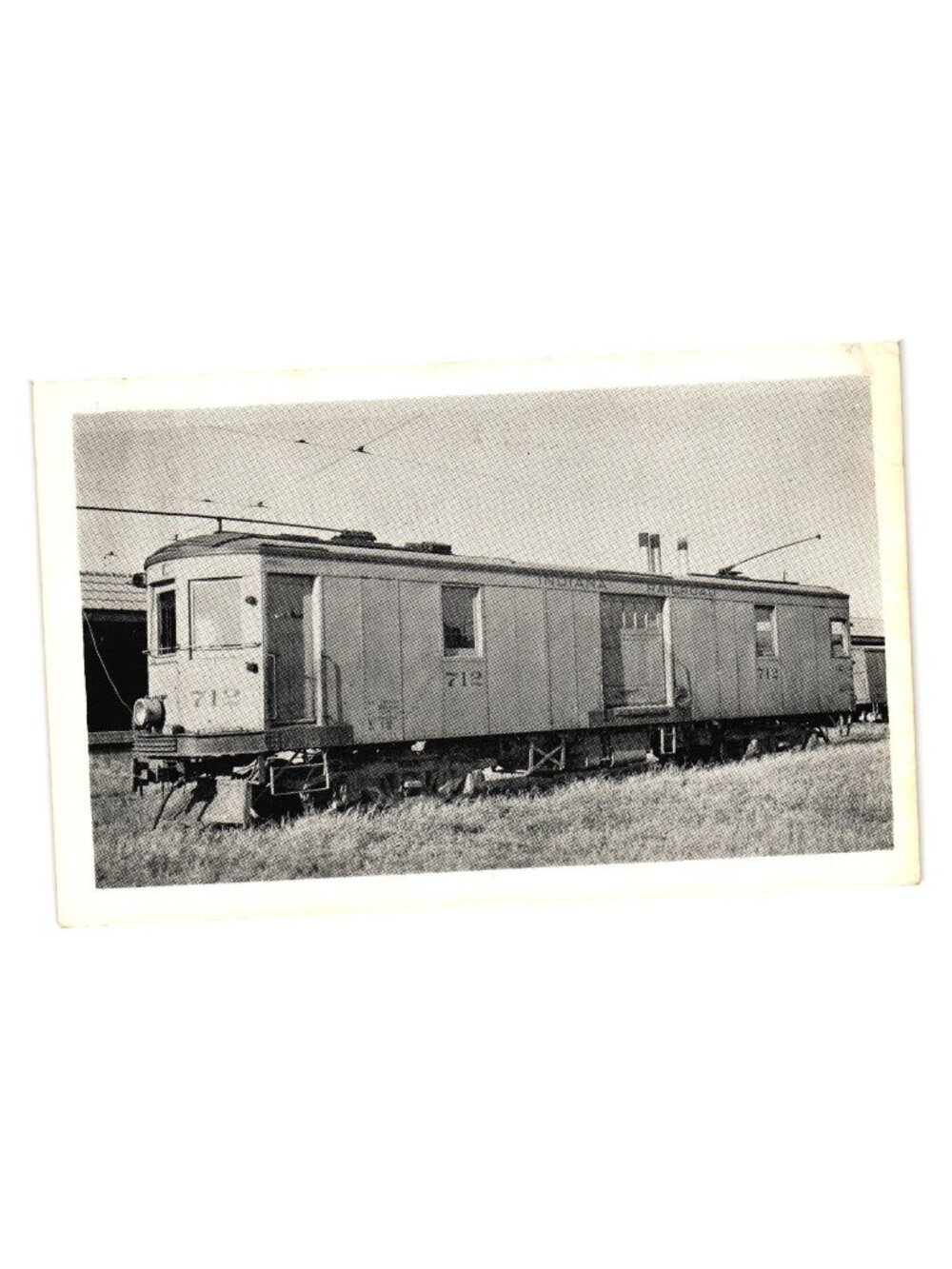 Indiana Railroad System Freight Motor 712 Postcard Black White Etch Tone 1924